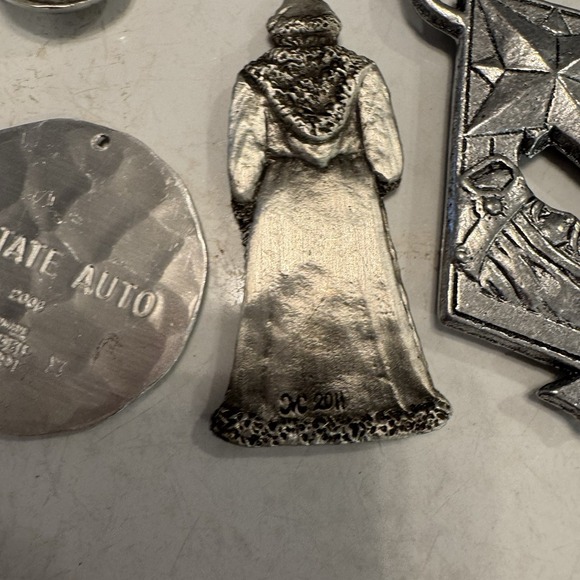 Lot Of 29 Vintage Pewter & Metal Christmas Ornaments Santa Angel Dragonfly Sleig